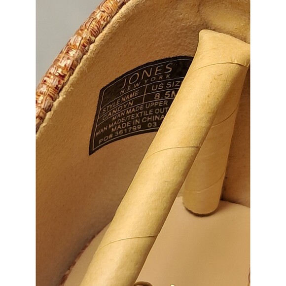 NEW Jones New York Candyn Cognac Raffia Pointed Toe 2.5" Block Heel Size 8.5M - Picture 5 of 13
